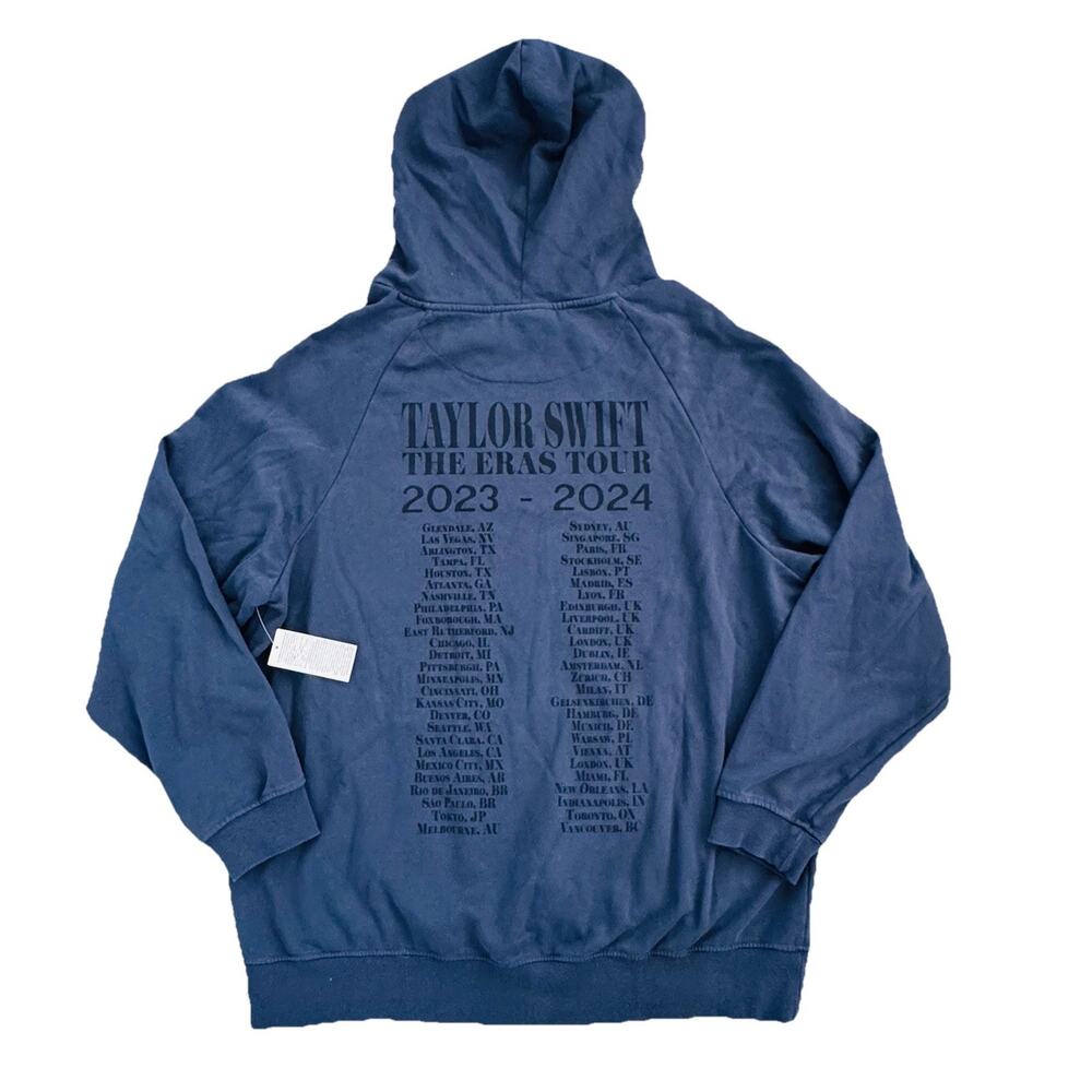 New Taylor Swift Official Eras Tour Blue Hooded Sweatshirt Sz XL 2023-2024 NWT